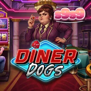 Tampilan visual slot Diner Dogs dengan nuansa neon dan karakter kriminal